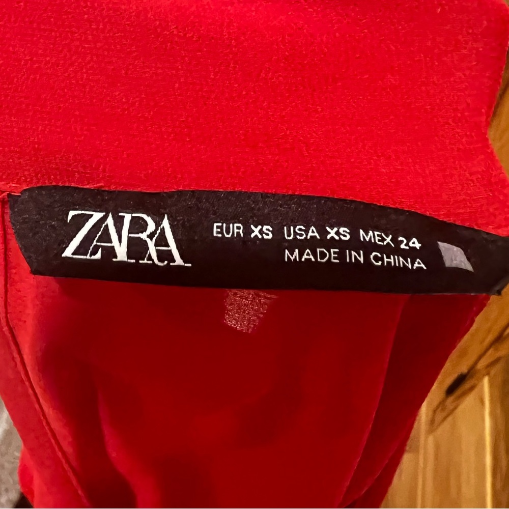 Zara Flowy Lace Detail Shirt Blouse Red - Picture 11 of 11